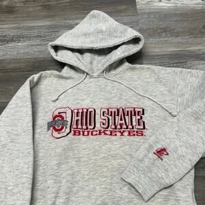 Vintage Y2K Logo Athletic Ohio State Buckeyes OSU Gray Mens‎ M Pullover Hoodie